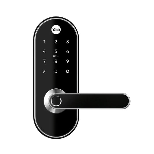 Fechadura Digital Ymc 420w Cromada - Abre Por Biometria, Senha, Cartão E Chave - Big Shopping Brasil
